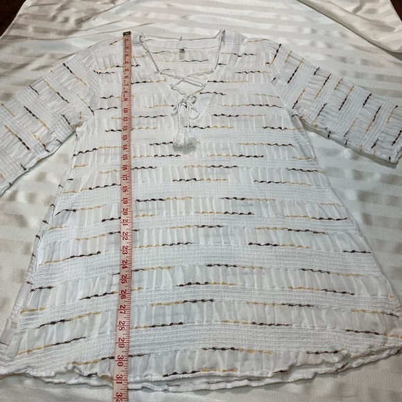 WAVE ZONE Beach Pool CoverUp White Lace-Up Tunic Top Sz L - Picture 5 of 12